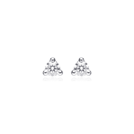 Pendientes Oro Blanco 18k y circonita 5mm "Three"