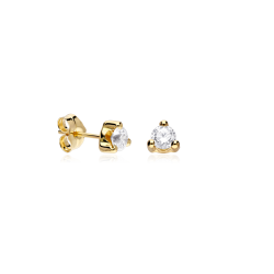 Pendientes Oro 18k y circonitas 4mm "Three"