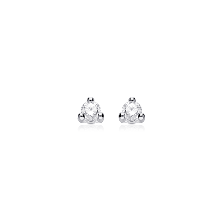 Pendientes Oro Blanco 18k y circonita 4mm "Three"