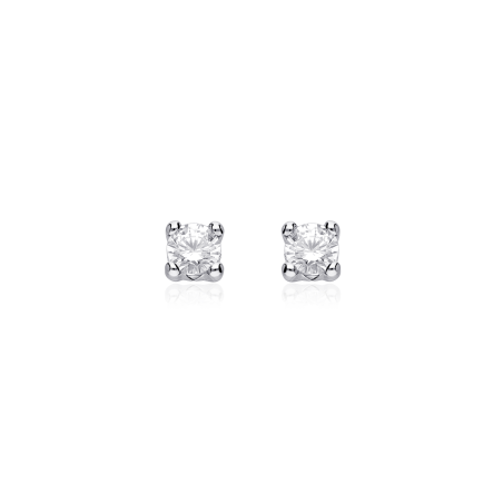 Pendientes Oro Blanco 18k y circonitas 4mm "Four"