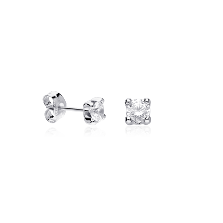 Pendientes Oro Blanco 18k y circonitas 4mm "Four"