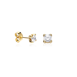 Pendientes oro 18k y circonitas 4mm "Four"