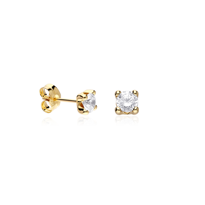 Pendientes Oro 18k y circonitas 4mm "Four"