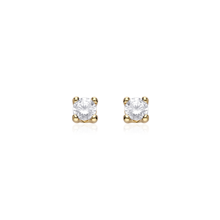 Pendientes Oro 18k y circonitas 4mm "Four"