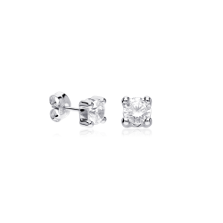 Pendientes Oro Blanco 18k y circonitas 5mm "Four"