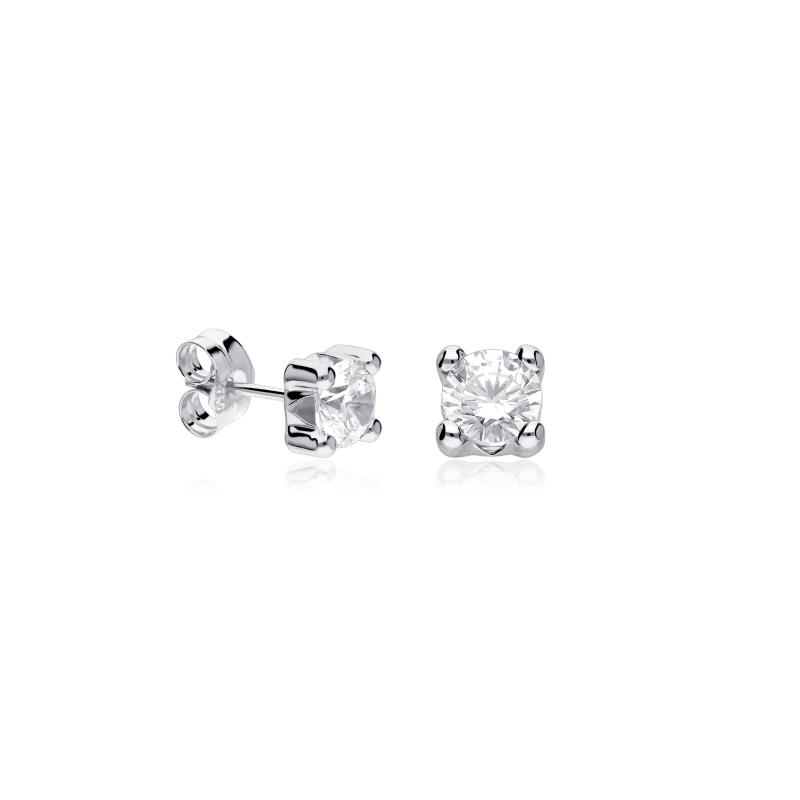 Pendientes Oro Blanco 18k y circonitas 5mm "Four"