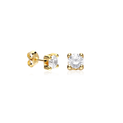 Pendientes oro 18k y circonitas 5mm "Four"