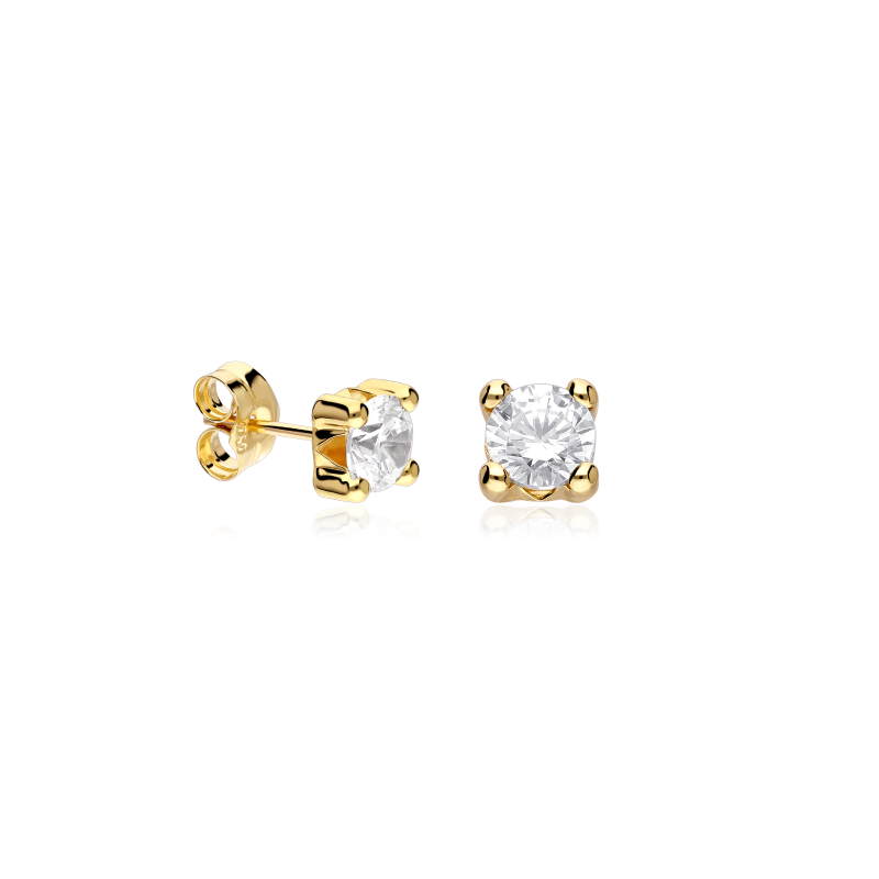 Pendientes Oro 18k y circonitas 5mm "Four"