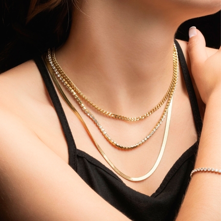 Collar Lotus Style Mujer Urban Woman Acero Dorado Triple LS2342-1/2
