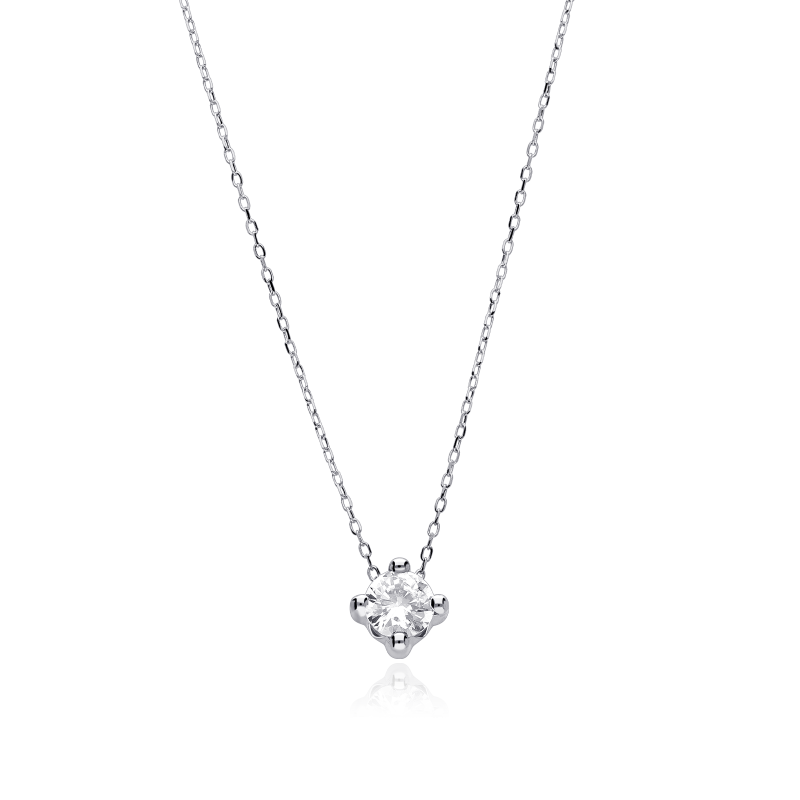 Gargantilla Oro Blanco 18k y circonita 5mm "Foury"