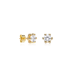 Pendientes Oro 18k y circonitas 5mm "Sixty"