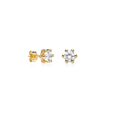 Pendientes Oro 18k y circonitas 5mm "Sixty"