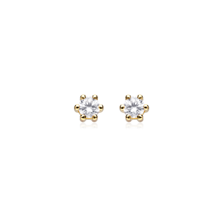 Pendientes Oro 18k y circonitas 5mm "Sixty"