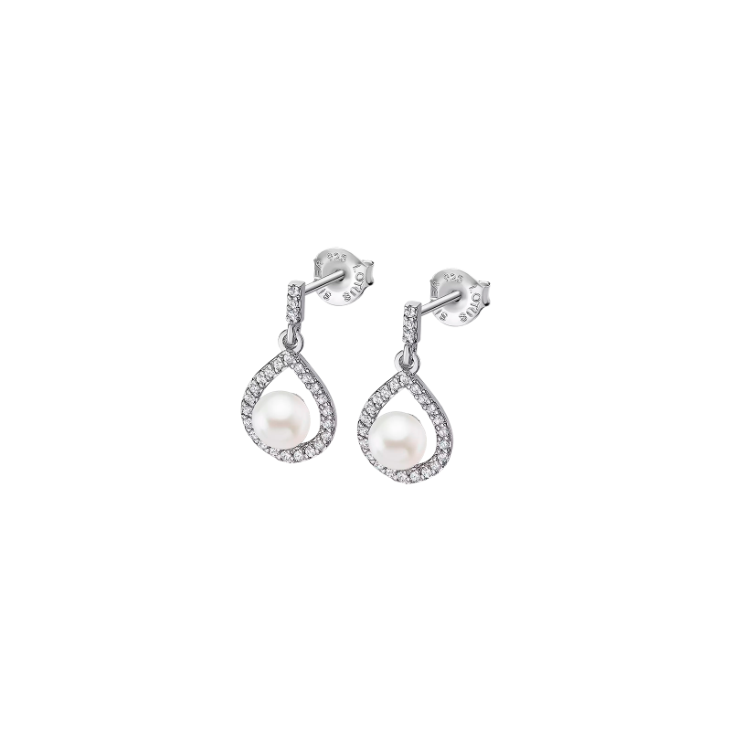 Pendientes Lotus Silver Mujer Plata Y Perlas Acabado Brillante LP3198-4/1