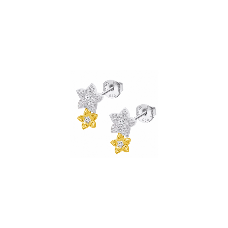 Pendientes Lotus Silver Flor Doble Bicolor LP3836-4/2