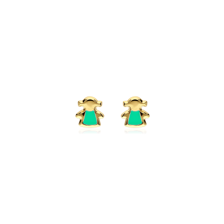 Pendientes Oro 18k y esmalte "Green Girl"
