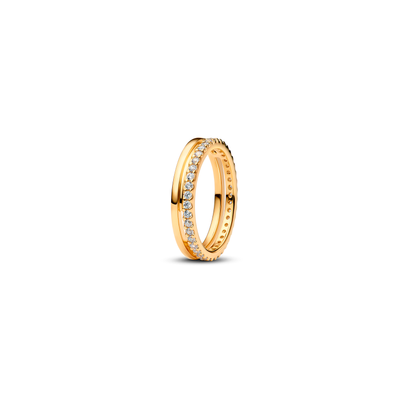 Anillo Pandora Doble Banda Dorado 163799C01
