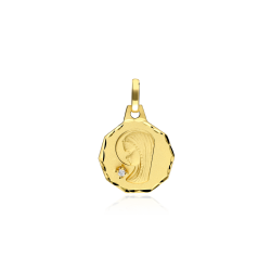 Medalla Virgen Niña Oro 18k y Diamante "Midar"