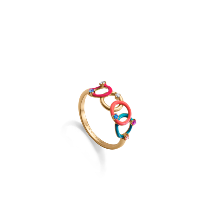 Anillo Viceroy Plata Baño Oro Aros De Colores 15128A01