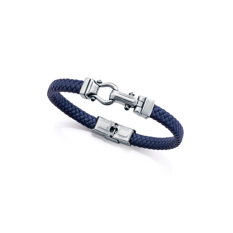 Pulsera Viceroy Acero Y Piel Azul Trenzada 14300P01013