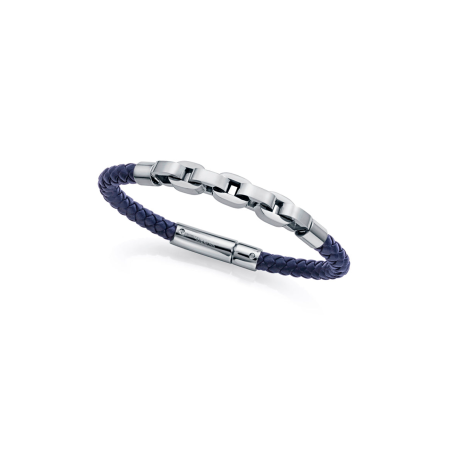 Pulsera Viceroy Acero Y Piel Azul Trenzada 14311P01013