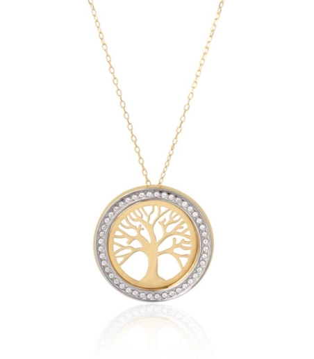 Gargantilla Árbol de la vida Oro bicolor 18k y circonitas