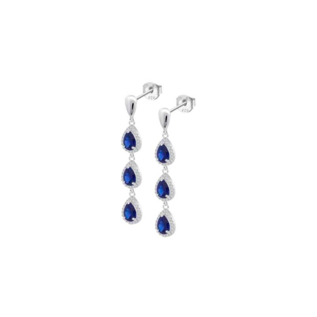 Pendientes Lotus Silver Circonitas Azul Brillante LP3794-4/2