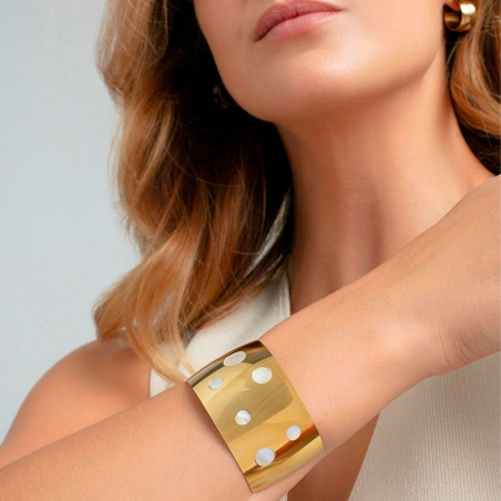 Pulsera Viceroy Acero Dorado Semiabierta Y Círculos 14272P01012