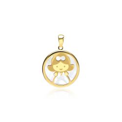Medalla Oro 18k y nácar 16mm "Mi primera comunión"
