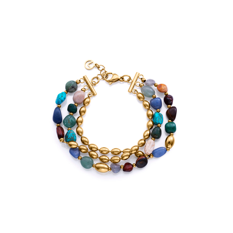 Pulsera Viceroy Acero Dorado Y Piedras Naturales 14276P01016