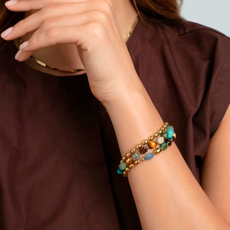 Pulsera Viceroy Acero Dorado Y Piedras Naturales 14276P01016