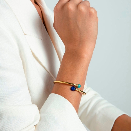 Pulsera Viceroy Abierta Acero Dorado Piedras Azules 14275P01013