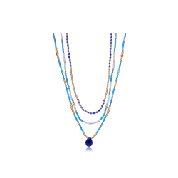 Collar Viceroy Triple Acero Dorado Y Piedras Azules 14277C01013