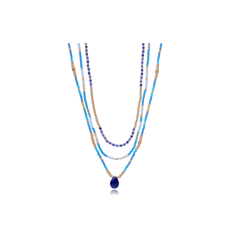 Collar Viceroy Triple Acero Dorado Y Piedras Azules 14277C01013