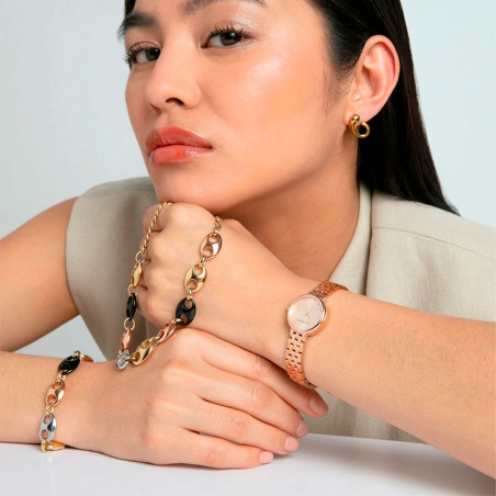 Pulsera Viceroy Acero Dorado, Negro y Rosa 15174P01019