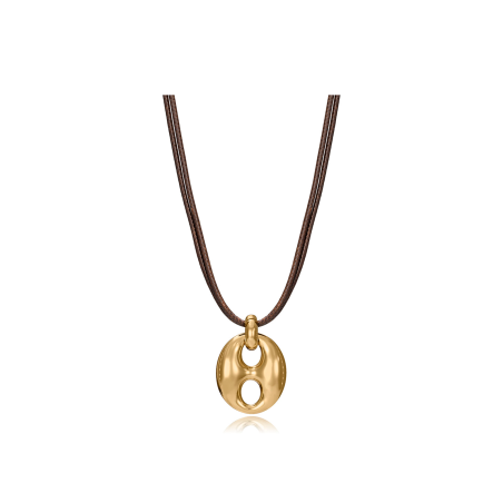 Collar Viceroy Acero Dorado y Piel Marrón 15176C01000