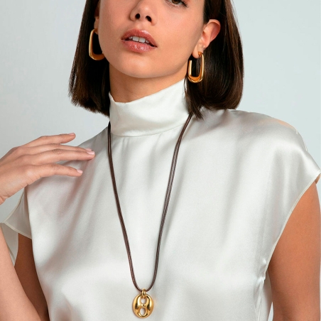 Collar Viceroy Acero Dorado y Piel Marrón 15176C01000