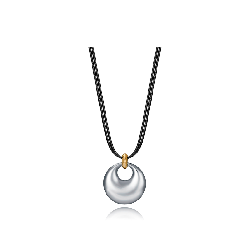 Collar Viceroy Acero y Piel Negra 15175C01000