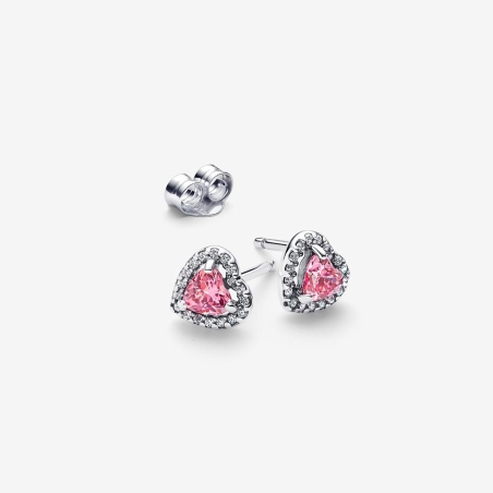Pendientes Pandora Corazón Rosa Elevado 298427C02