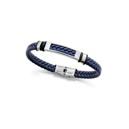 Pulsera Viceroy Acero y Piel Trenzada Azul 14310P01013