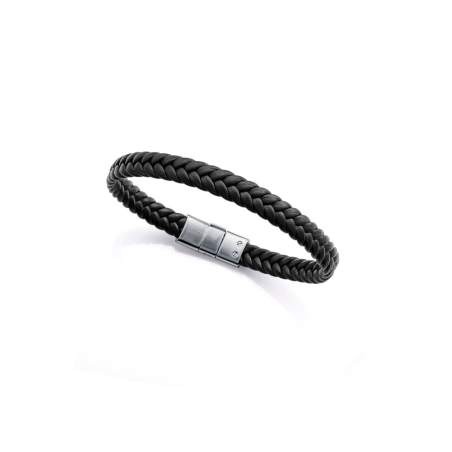 Pulsera Viceroy Acero y Piel Trenzada Negra 14299P01010