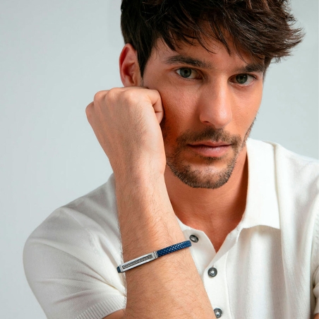 Pulsera Viceroy Acero y Piel Trenzada Azul 15179P01013