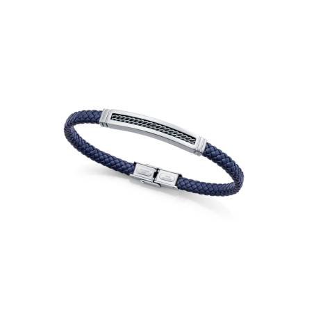 Pulsera Viceroy Acero y Piel Trenzada Azul 15179P01013