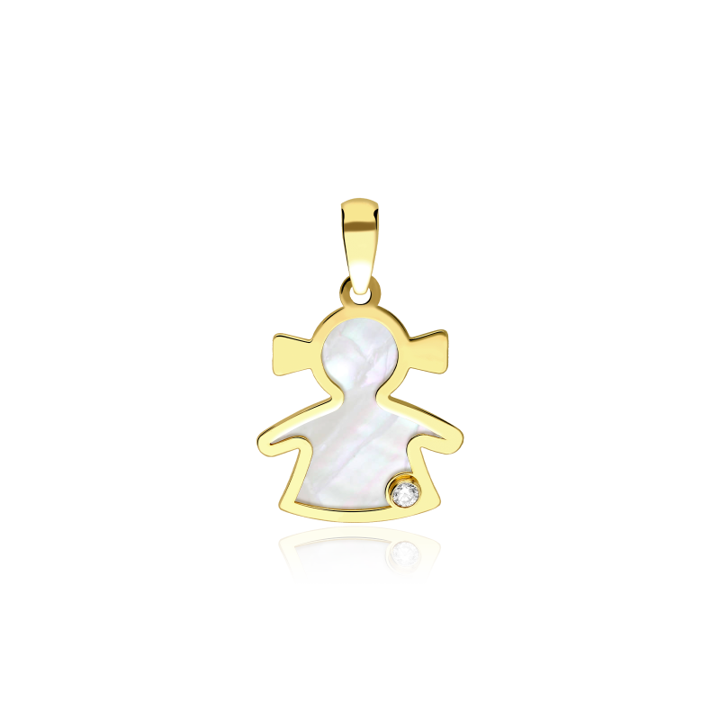 Colgante Oro 18k circonita y nácar "Baby"