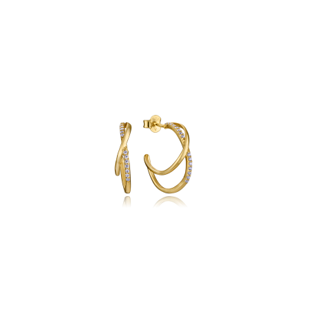 Pendientes Viceroy Plata Aro Abierto Baño Oro Y Circonitas 9157E100-30