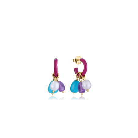 Pendientes Viceroy Plata Baño Oro Y Piedras Naturales 13245E100-99