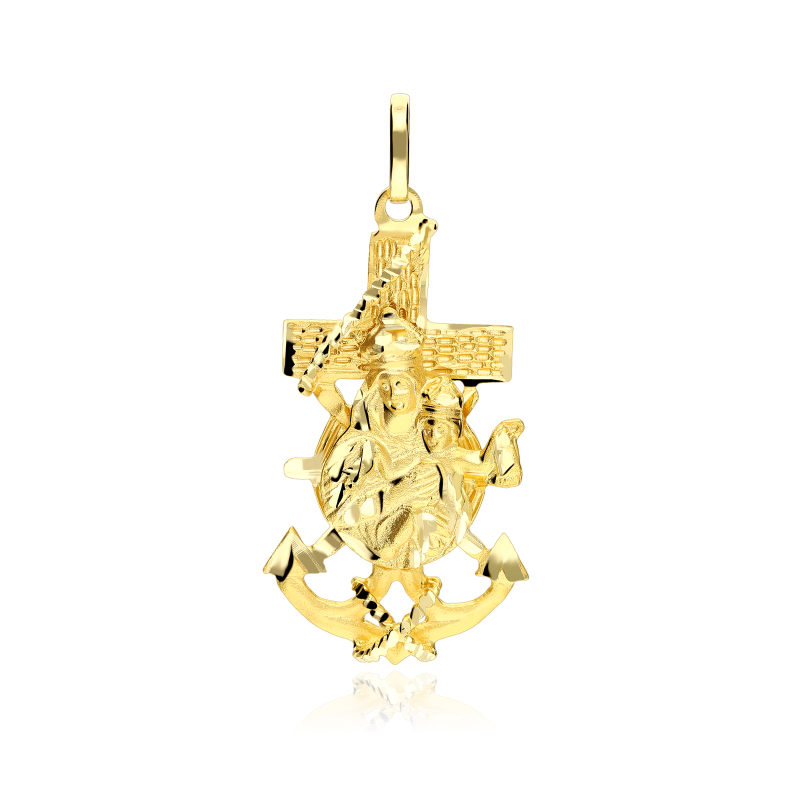 Colgante cruz Oro 18k "Virgen del Carmen"