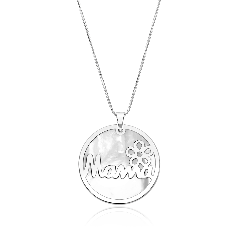 Gargantilla Plata ley y nácar "Mamá"