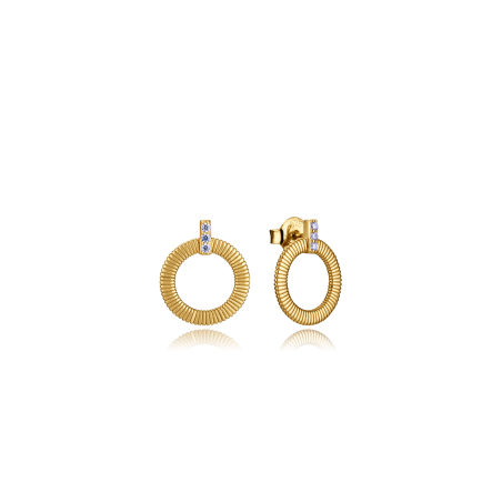 Pendientes Viceroy Plata Baño Oro Circonitas Y Aro 13243E100-30