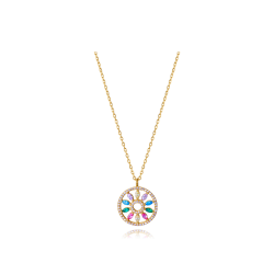 Collar Viceroy Plata Baño Oro Disco Colgante Multicolor 13238C100-39